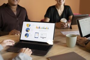 close up people back office